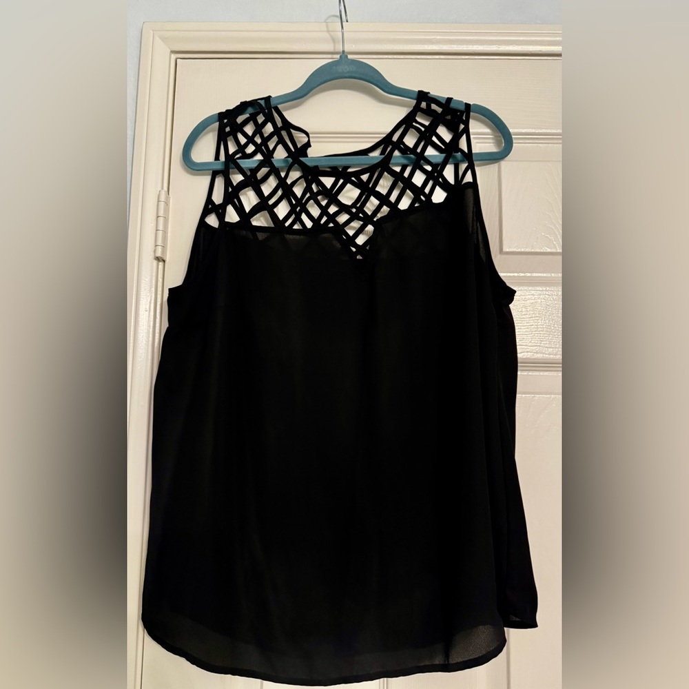 Torrid Size 1 Black Sleeveless Top with Lattice Design